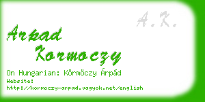 arpad kormoczy business card